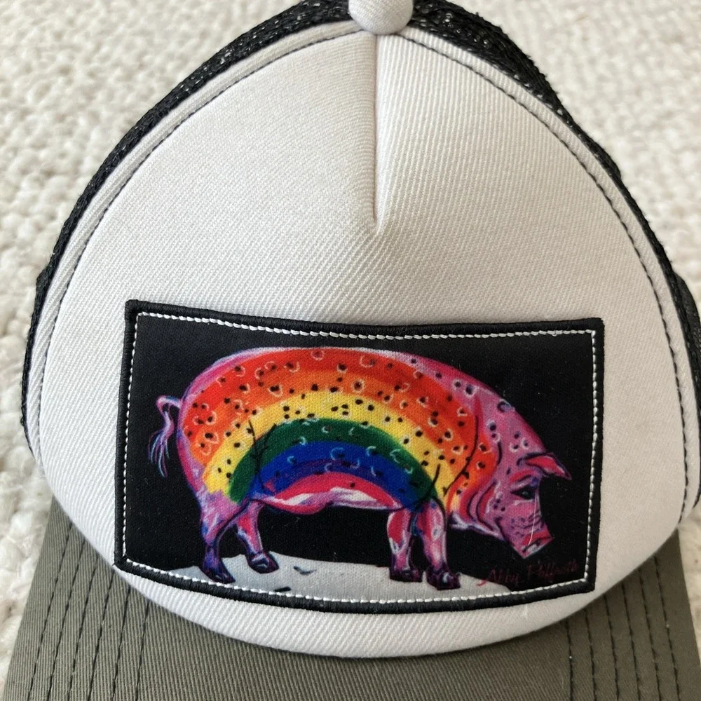 Art‎ By Abby Paffrath Trucker Hat Cap Pig Hog Rainbow